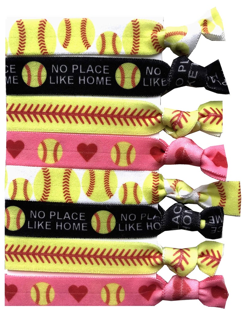 Sportigift 8 Piece Girls Softball Accessories Set - Hair Elastics, Bracelet for Players, Coaches, High School Teams - Image 1